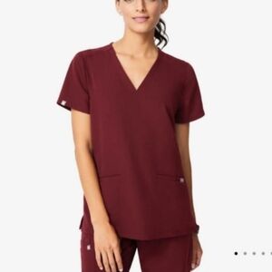 Figs Marron Burgundy Scrub Top Sz S NWT